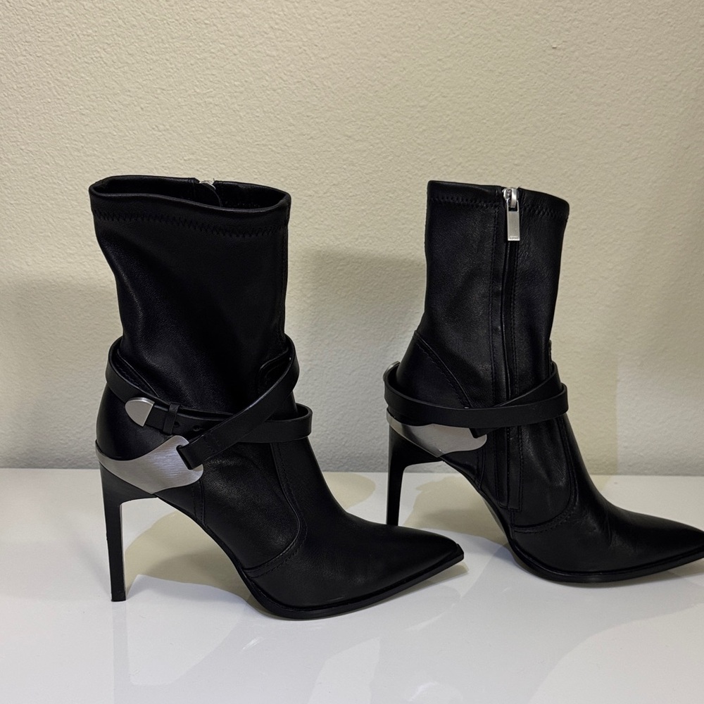 Reiss Black and Silver Heeled Boots